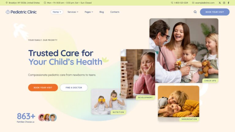 Pediatric Clinic – Children’s & Family Doctor Medical WordPress Theme